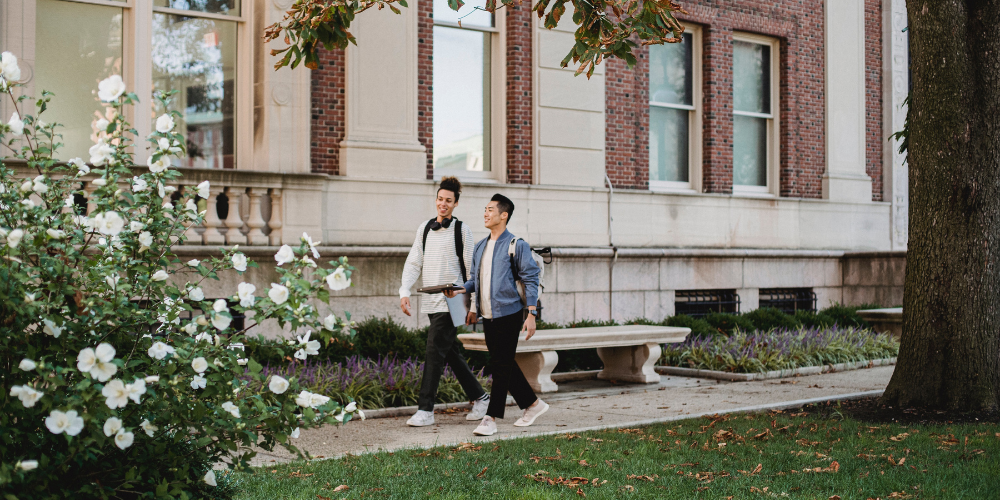 College students walking on campus