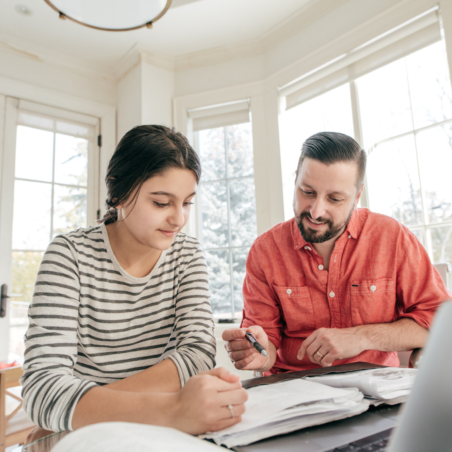 Teenage student and parent