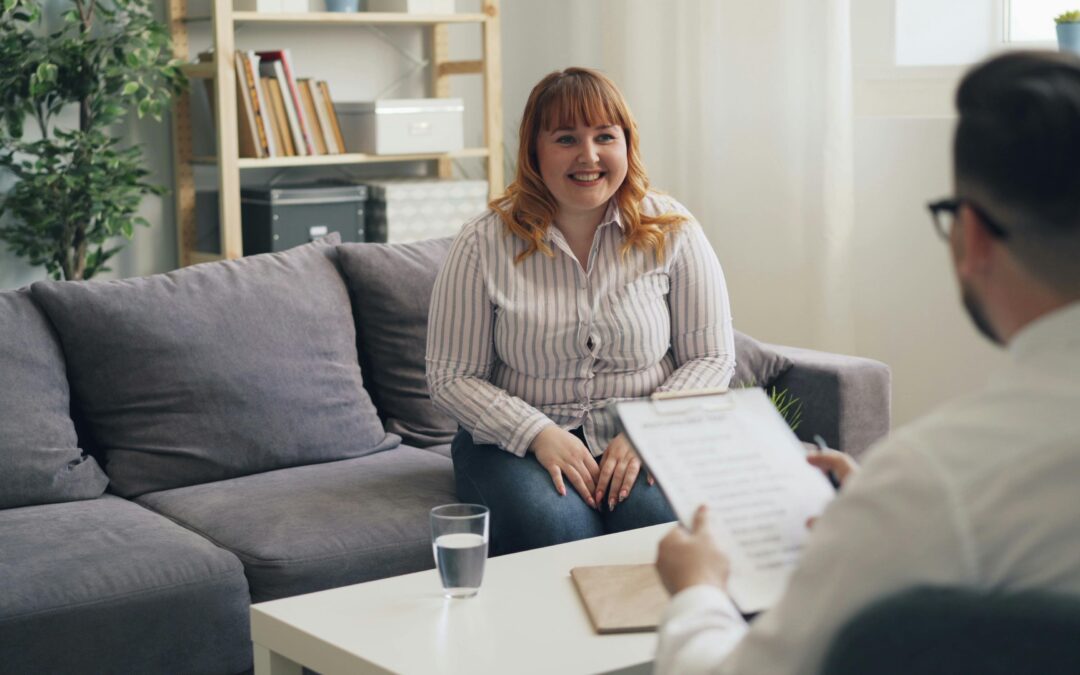 woman being interviewed